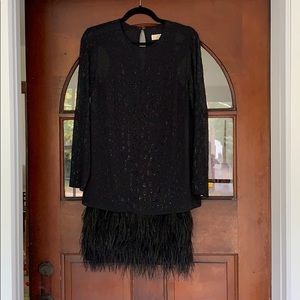 MICHAEL Michael Kors black feather flapper dress